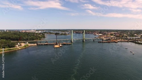 Portsmouth Aerial v3 Flying low over Sarah Mildred Long Bridge with city views. photo