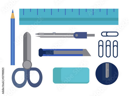 Flat office supplies vector