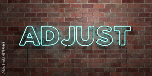 Slika na platnu ADJUST - fluorescent Neon tube Sign on brickwork - Front view - 3D rendered royalty free stock picture