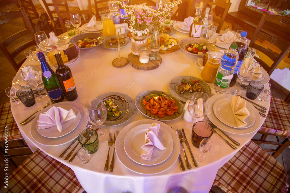 Beautifully decorated table in a romantic setting