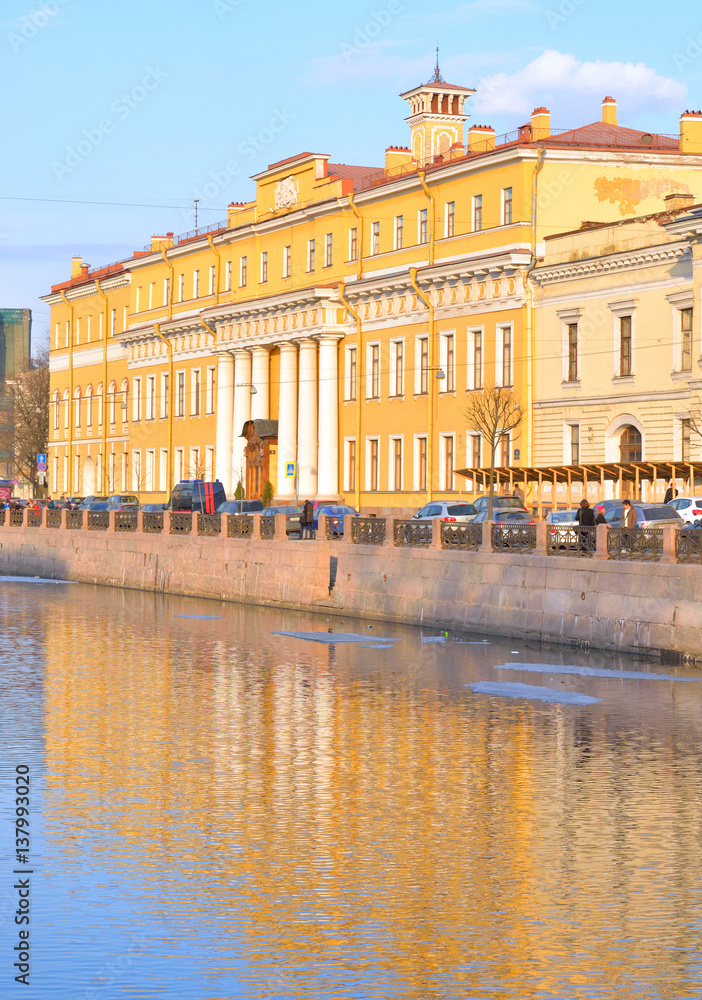 View of Moyka River and Yusupov Palace.