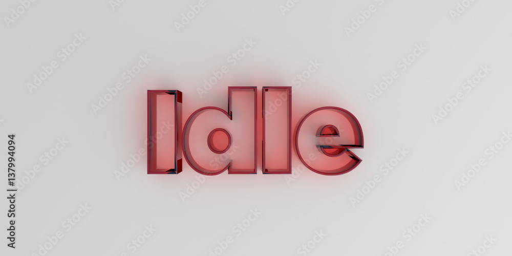 Idle - Red glass text on white background - 3D rendered royalty free stock image. Idle - Red glass text on white background - 3D rendered royalty free stock image.