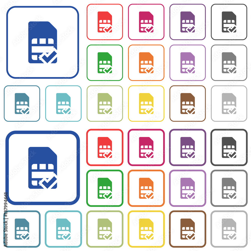 SIM card accepted outlined flat color icons SIM card accepted outlined flat color icons