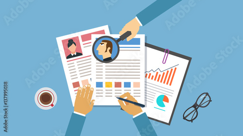 Job interview concept with business cv resume - Vector