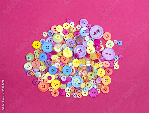 circle of brightly coloured different buttons