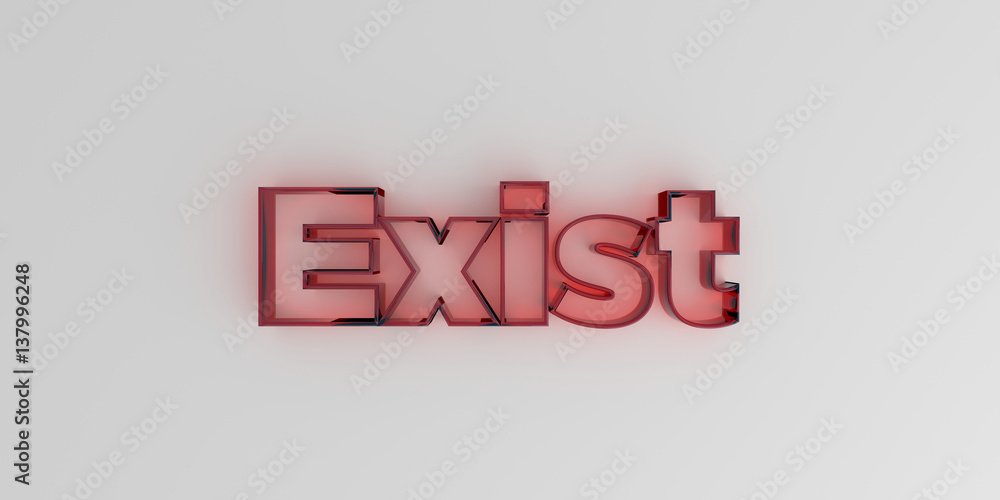 Exist - Red glass text on white background - 3D rendered royalty free stock image. Exist - Red glass text on white background - 3D rendered royalty free stock image.