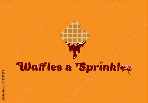 Waffles and Sprinkles logo. Tasty Belgian Waffle logo design.