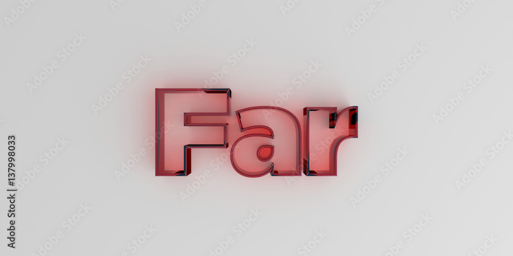 Far - Red glass text on white background - 3D rendered royalty free stock image. Far - Red glass text on white background - 3D rendered royalty free stock image.