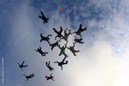 Formation of skydivers