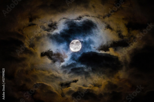 Night and dark clouds with the moon