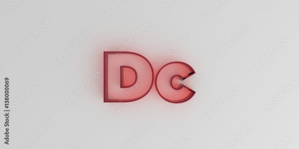 Dc - Red glass text on white background - 3D rendered royalty free stock image. Dc - Red glass text on white background - 3D rendered royalty free stock image.