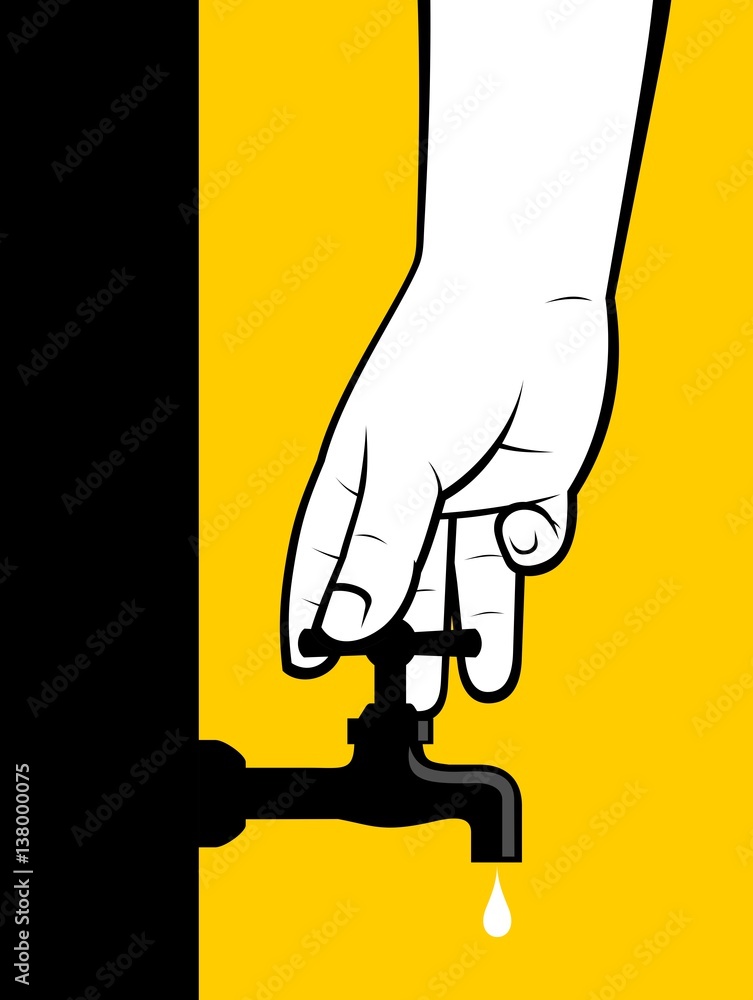 Man hand close water tap