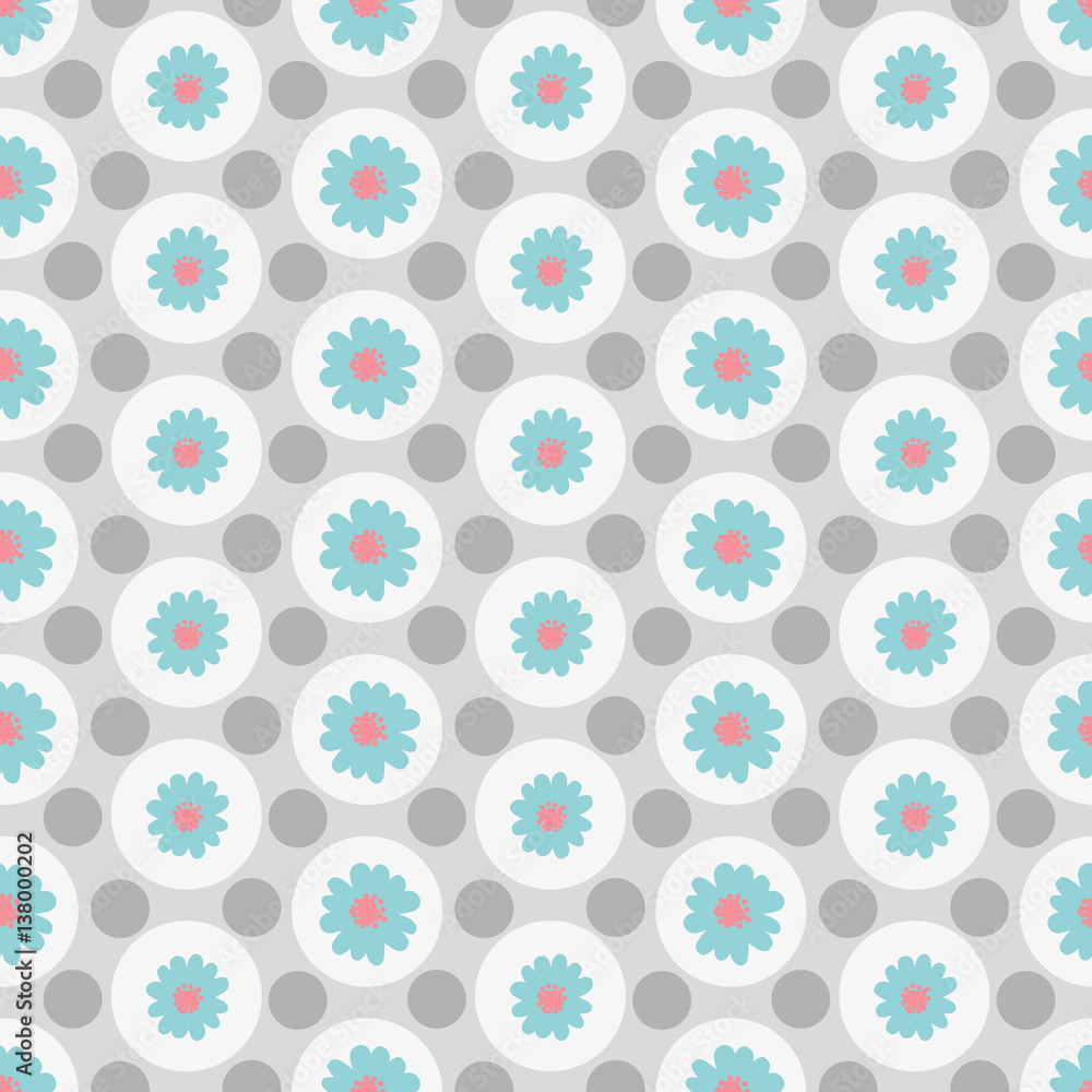 Floral seamless daisy pattern with circles Floral seamless daisy pattern with circles