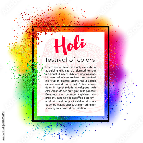 Happy Holi Indian spring festival of colors banner template. Vector illustration
