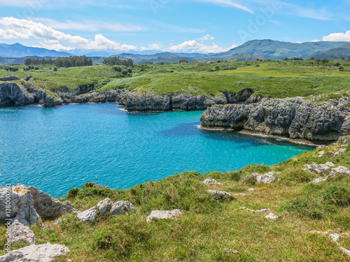 Scenic coastline at Cabo de Mar  between Llanes and Ribadesella  Asturias  northern Spain