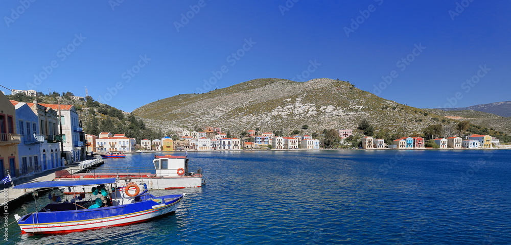 Harbor-boats on central-houses on Pera Meria west side. Kastellorizo-Dodecanese-Greece. 1528