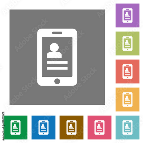 Mobile contacts square flat icons