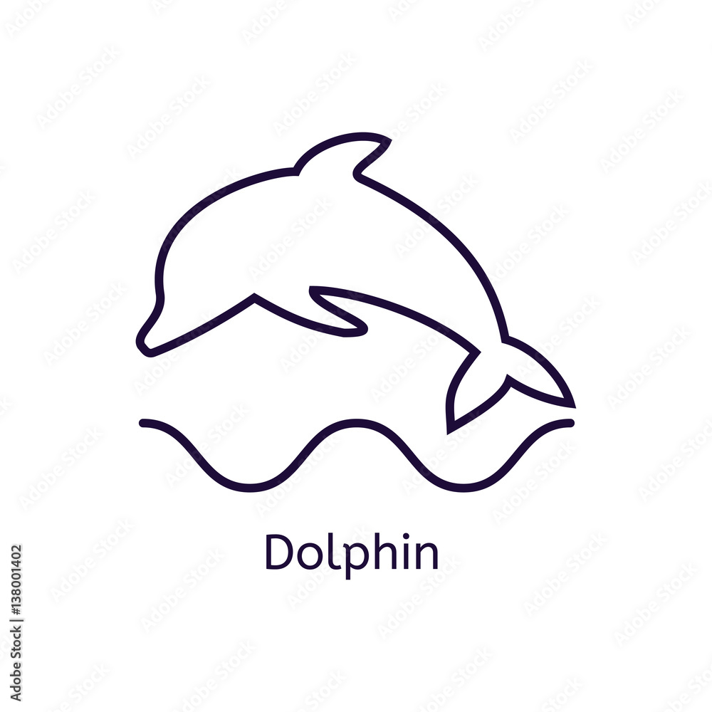 Vector dolphin icon on a white background.