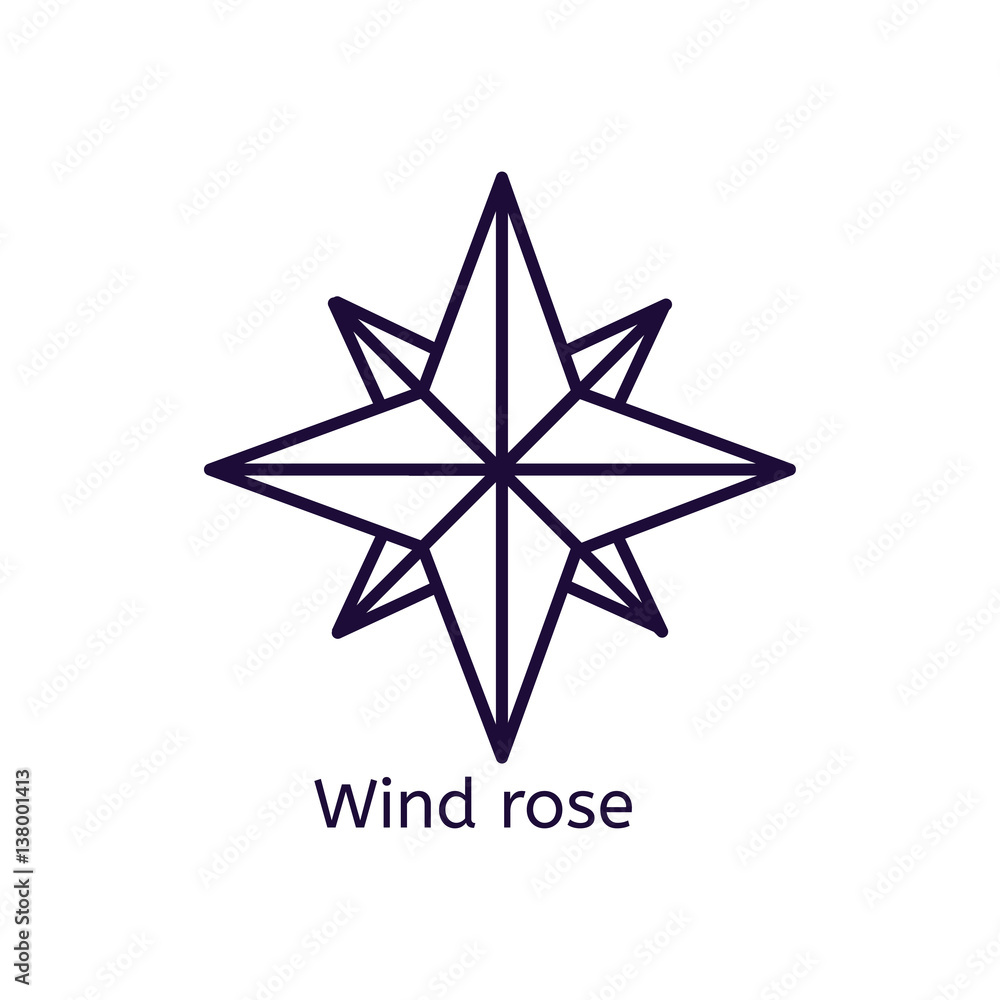 Vector icon of wind rose on a white background. Vector icon of wind rose on a white background.