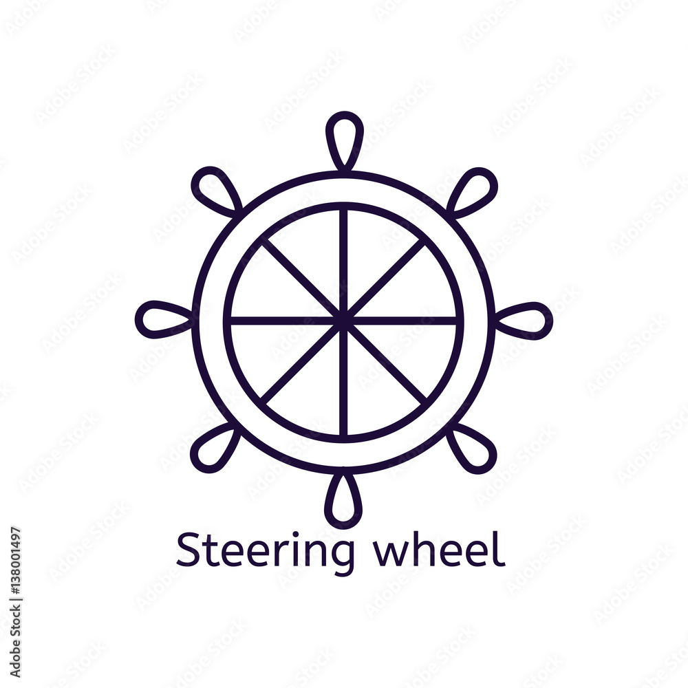 Vector icon of steering wheel on a white background. Vector icon of steering wheel on a white background.
