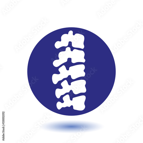 Vector  human spine isolated silhouette illustration. Spine pain medical center, clinic, institute, rehabilitation, diagnostic, surgery logo element. Spinal icon symbol design. Concept of scoliosis