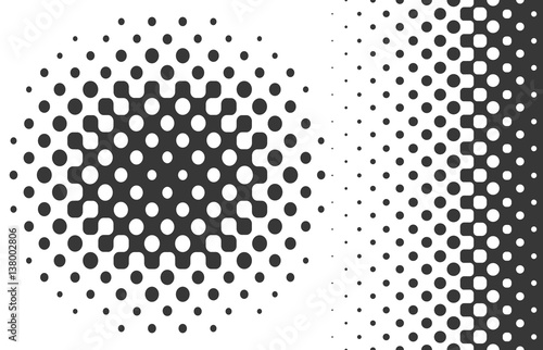 Vector design elements. Linear and radial gradient halftones.