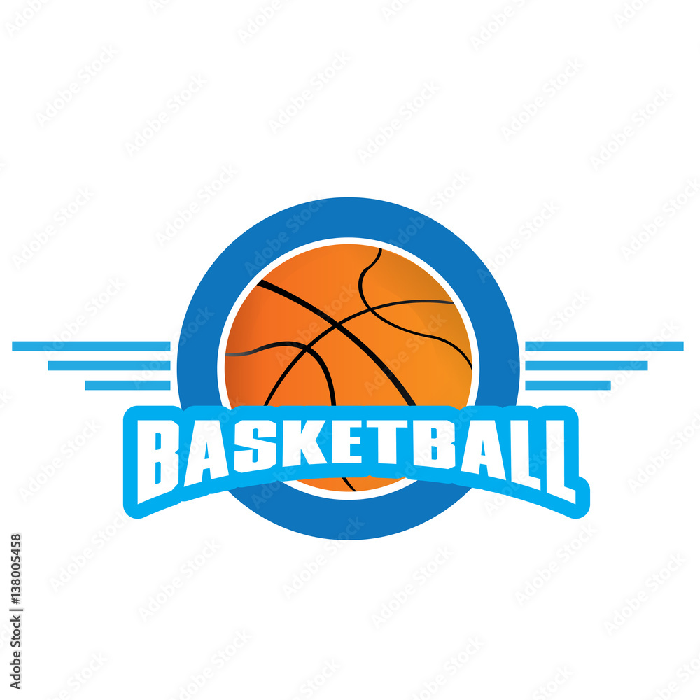 Isolated basketball emblem with a ball, Vector illustration