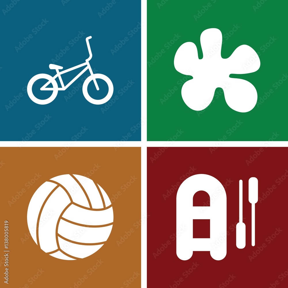 Set of 4 recreational filled icons Set of 4 recreational filled icons