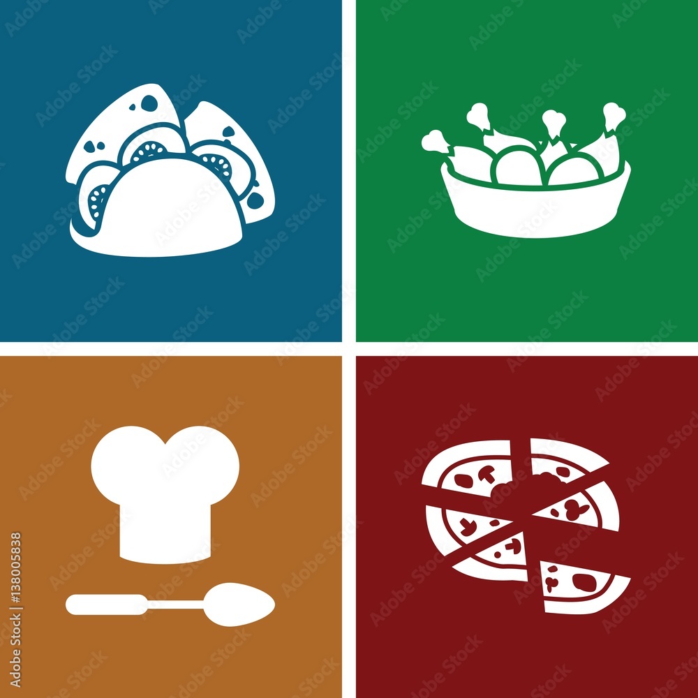 Set of 4 cuisine filled icons