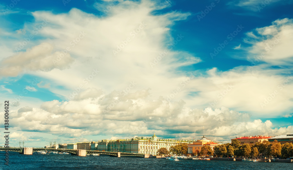 View of Neva river in St.Petersburg, Russia