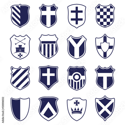 Set of shields isolated on white. Vector illustration.