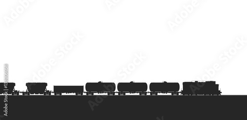Train with freight wagons. Vector illustration.