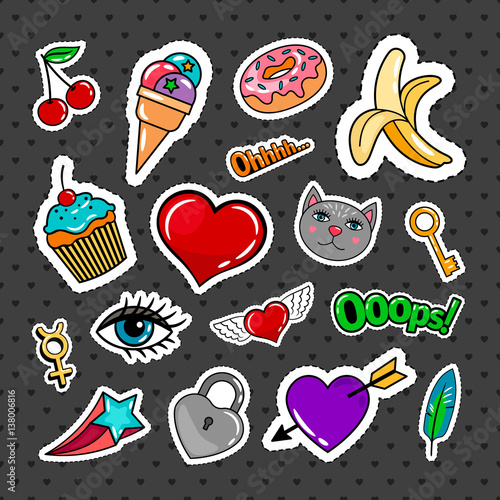 Sweet quirky badges set