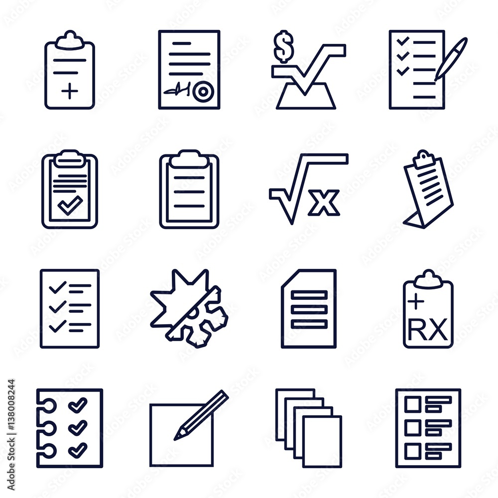 Set of 16 form outline icons Set of 16 form outline icons