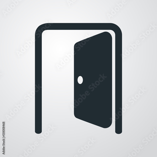 Icono plano puerta abierta en fondo degradado