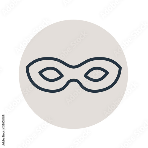 Icono plano silueta antifaz en circulo gris