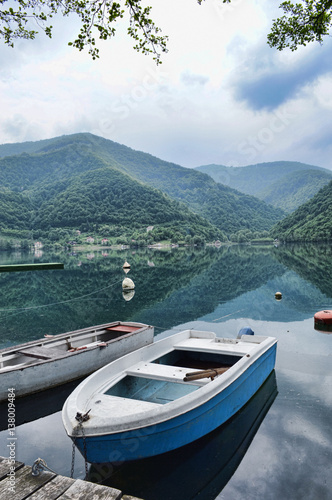 Natural landscape with lake and boat