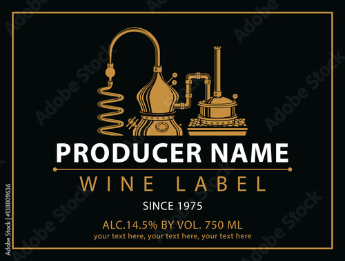 vector labels for wine with winery in black and gold