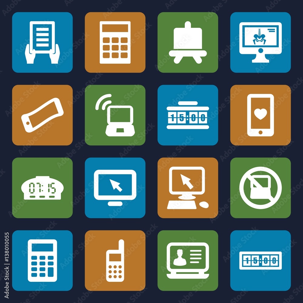 Set of 16 display filled icons Set of 16 display filled icons