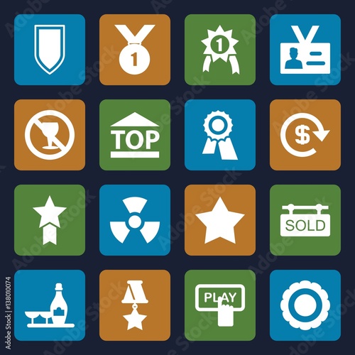 Set of 16 badge filled icons © HN Works