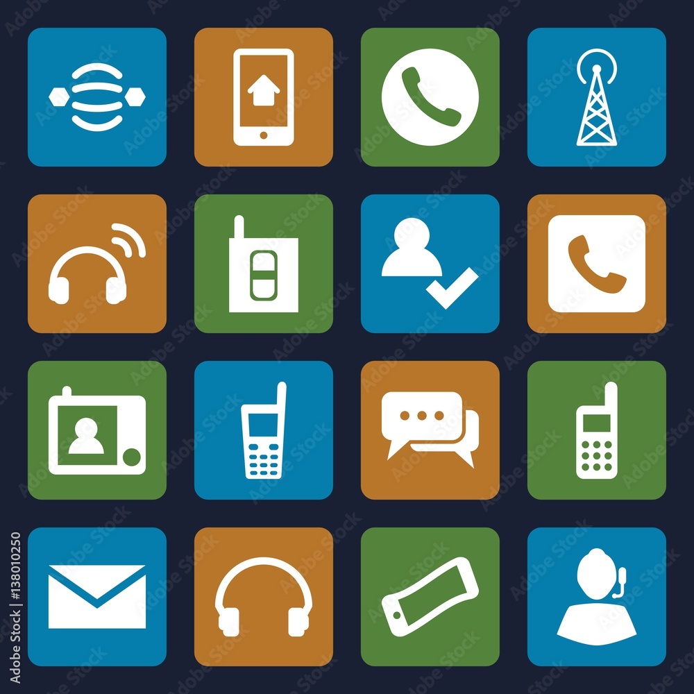 Set of 16 contact filled icons Set of 16 contact filled icons