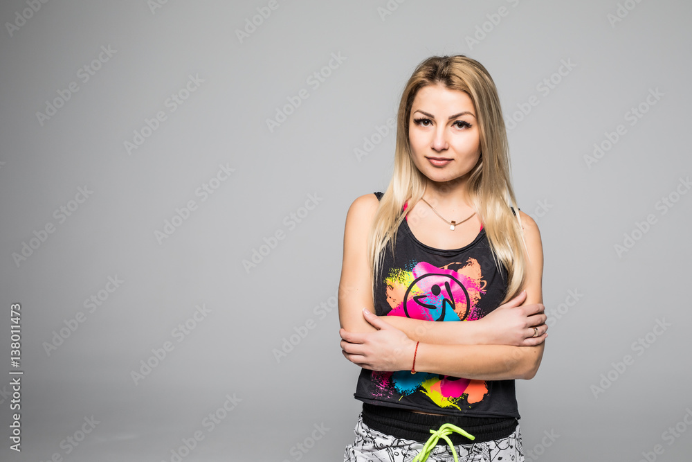 beautiful sporty woman in aerobic or dance movement beautiful sporty woman in aerobic or dance movement