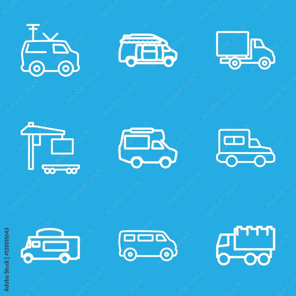 Set of 9 van outline icons Set of 9 van outline icons