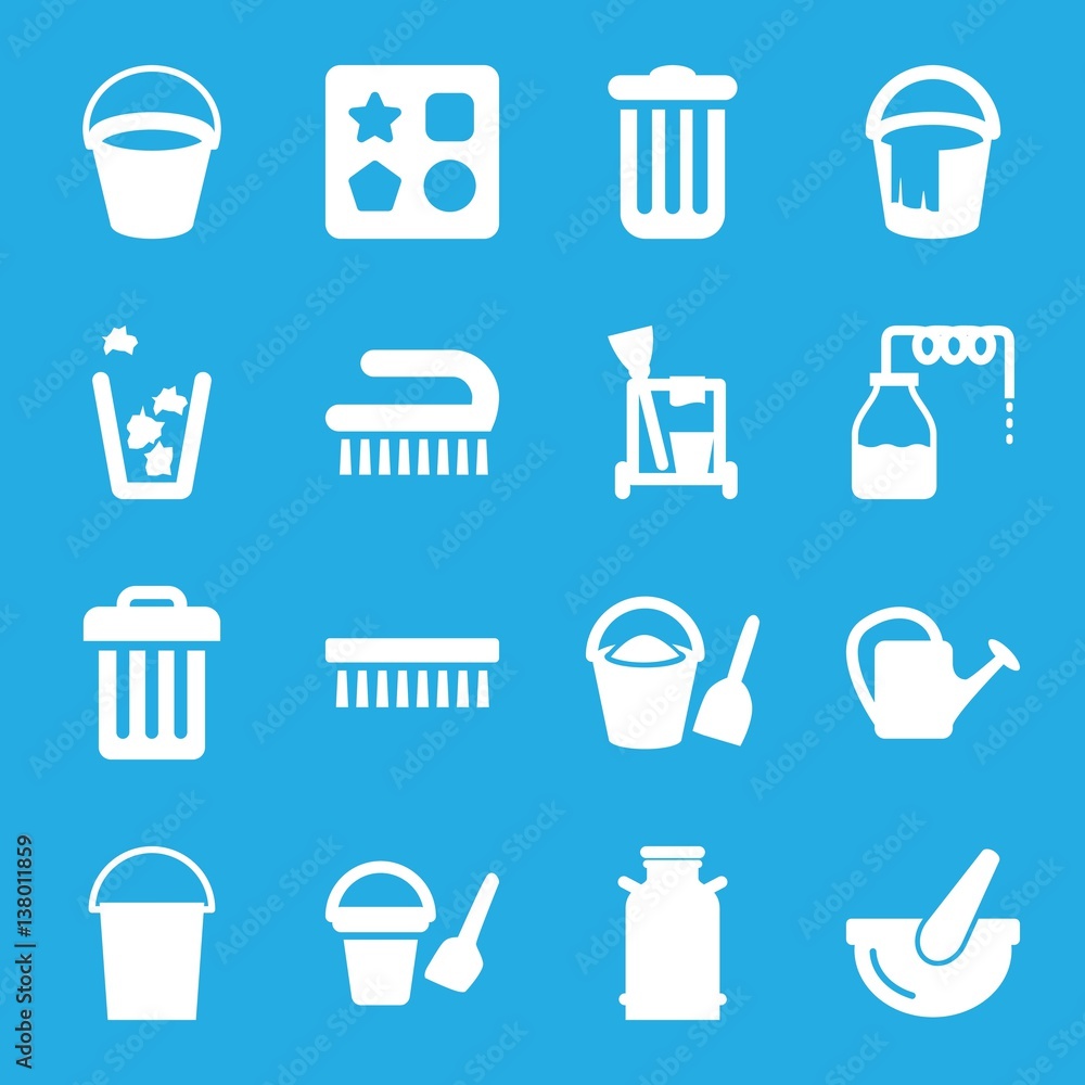Set of 16 bucket filled icons Set of 16 bucket filled icons