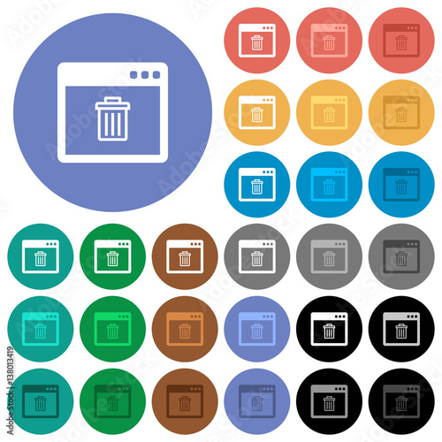 Application delete round flat multi colored icons