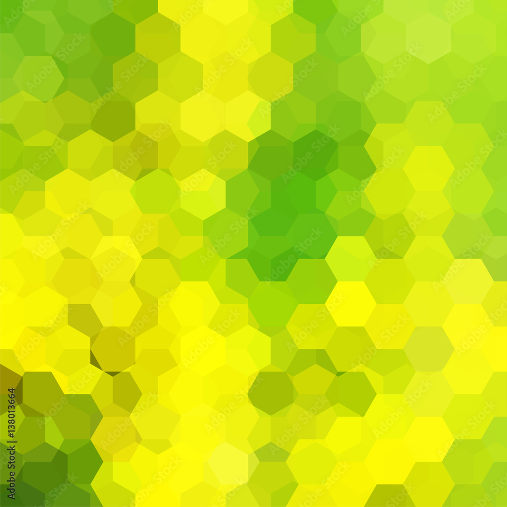 Abstract background consisting of yellow, green hexagons. Geometric design for business presentations or web template banner flyer. Vector illustration