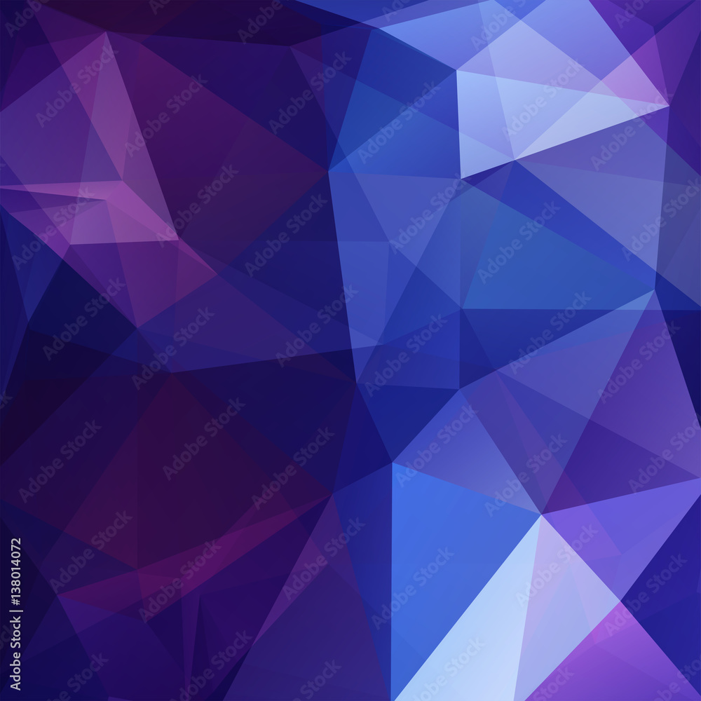Polygonal vector background. Can be used in cover design, book design, website background. Vector illustration. Blue, purple colors.