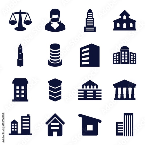 Set of 16 government filled icons