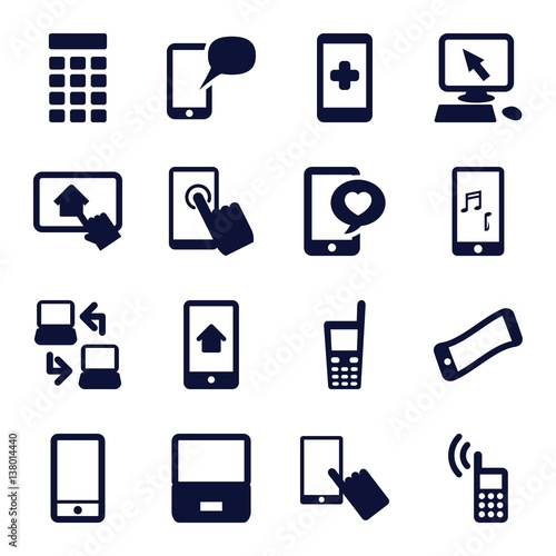 Set of 16 touch filled icons