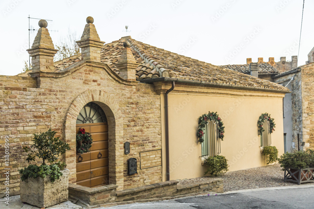Fototapeta premium Panoramic view from an alley in Grottammare, Marche, Italy